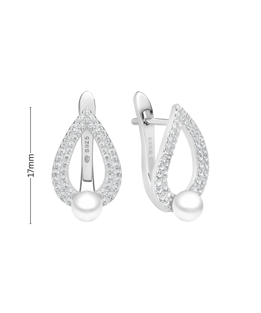 Hõbekõrvarõngad pärlite ja tsirkoonidega