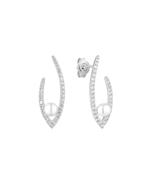 Hõbekõrvarõngad pärlite ja tsirkoonidega