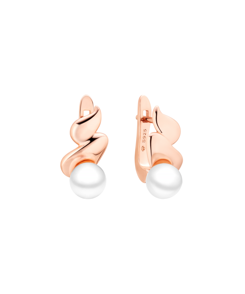 Позолоченные серьги из серебра с жемчугом