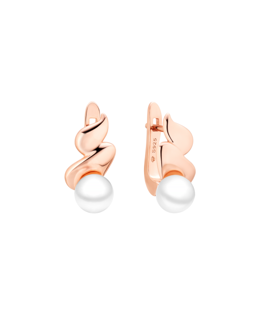 Позолоченные серьги из серебра с жемчугом