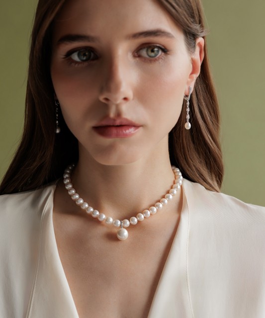 Серебряный кулон с жемчужиной Эдисона и цирконием