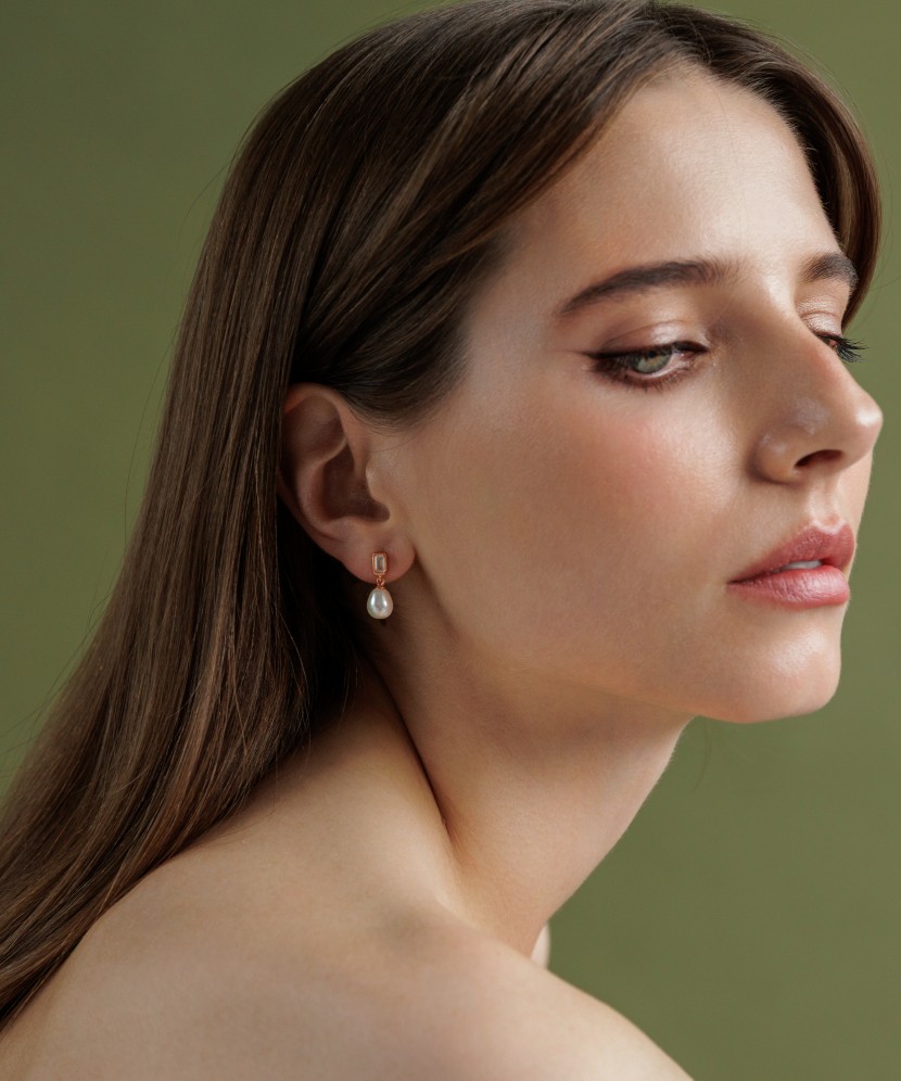 Kullatud Hõbekõrvarõngad pärlite ja tsirkoonidega