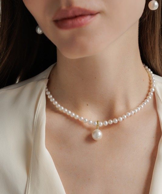 Kullatud hõbedane ripats pärli ja tsirkooniaga