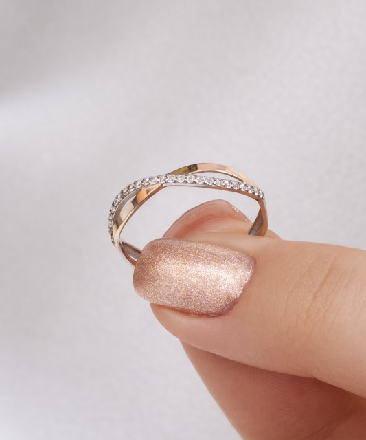 Hõbesõrmus kullatud tsirkoonidega