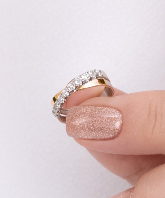 Hõbesõrmus kullatud tsirkoonidega