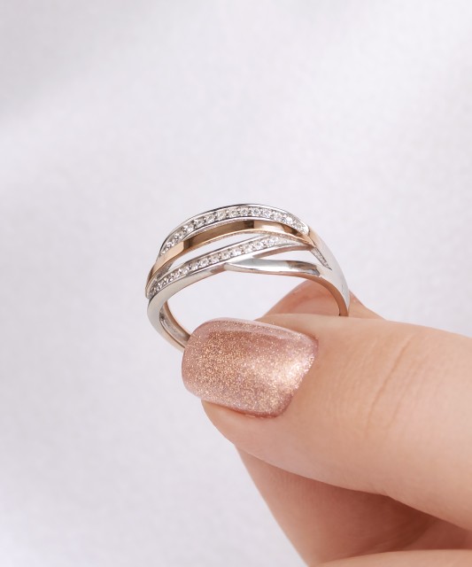 Hõbesõrmus kullatud tsirkoonidega