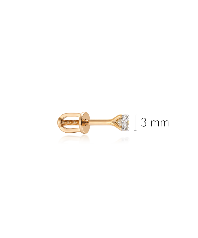 Kollasest kullast kõrvarõngas teemantiga (1 tk) 0.09ct