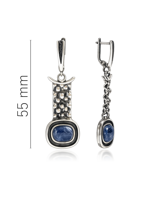 Серебряные серьги с садолитом