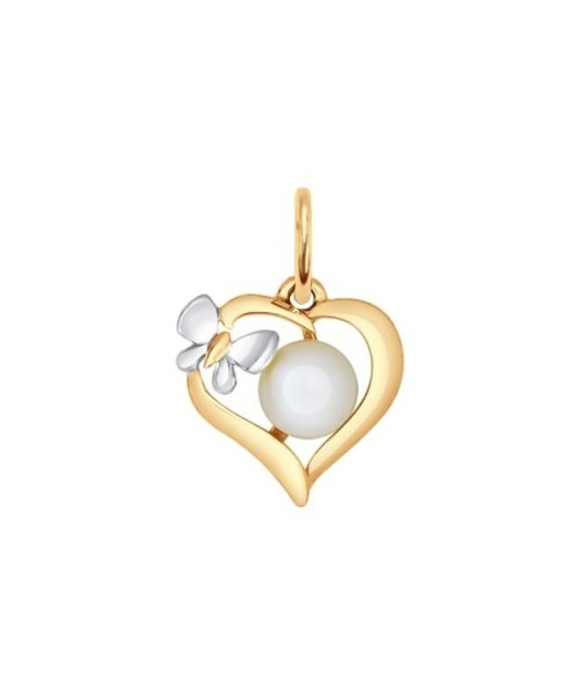 Auksinis pakabukas su perlu "Širdelė" - Perlų pakabukai - Goldinga