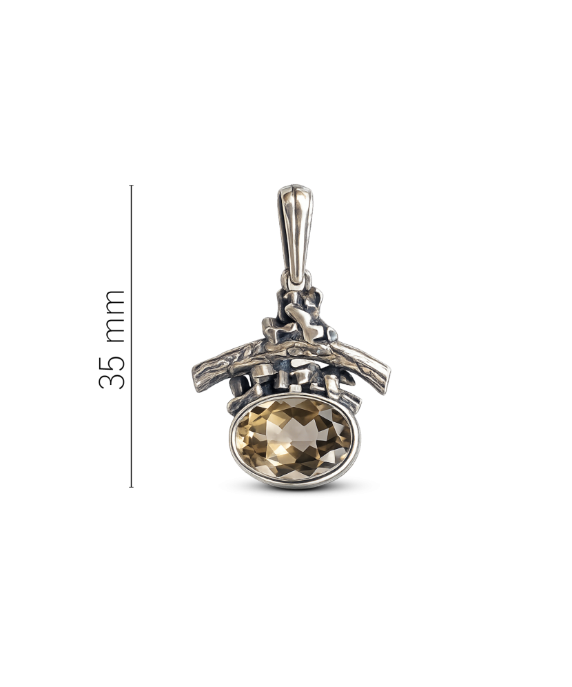 Серебряный кулон с дымчатым кварцем