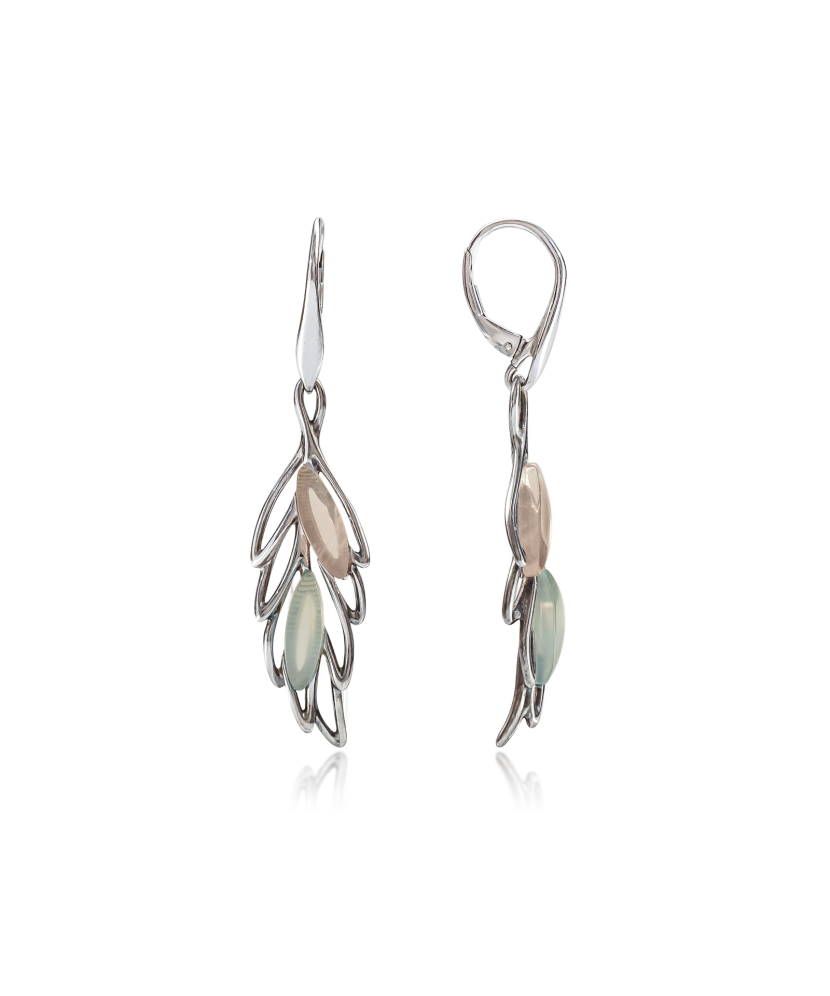 Hõbedast kõrvarõngad ahhaadi ja kvartsiga