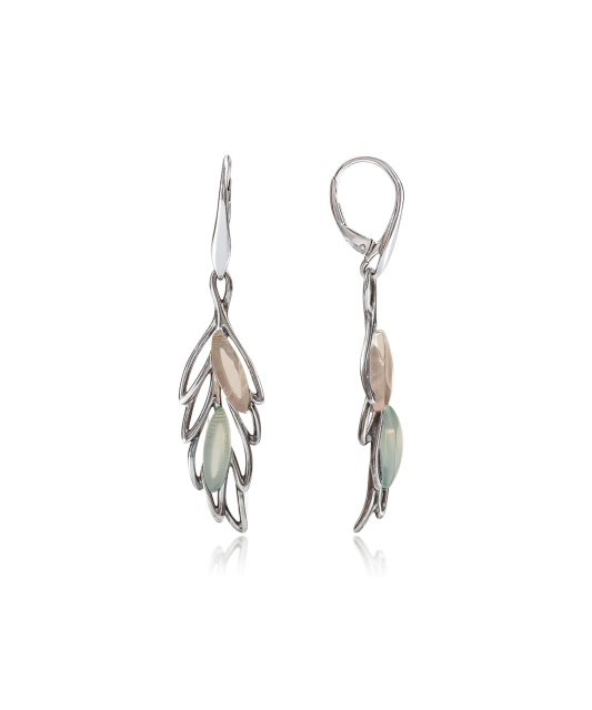 Hõbedast kõrvarõngad ahhaadi ja kvartsiga