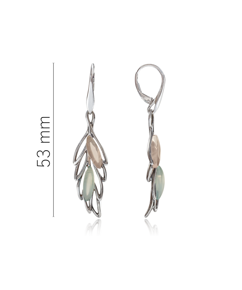 Hõbedast kõrvarõngad ahhaadi ja kvartsiga