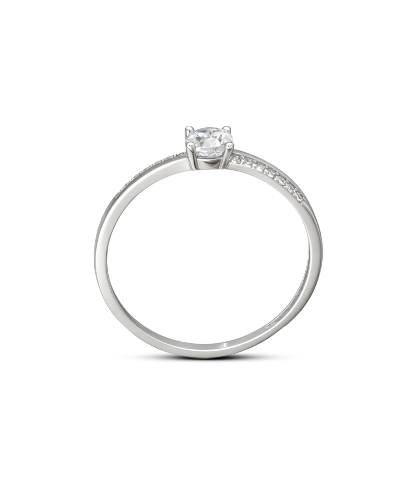 Valgest kullast sõrmus tsirkoonidega