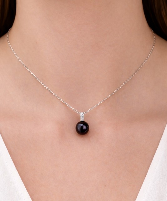 Серебряная подвеска с жемчугом и цирконами