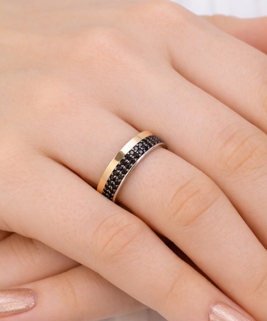 Hõbesõrmus kullatud tsirkoonidega