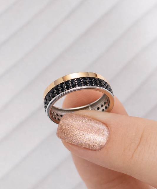 Hõbesõrmus kullatud tsirkoonidega