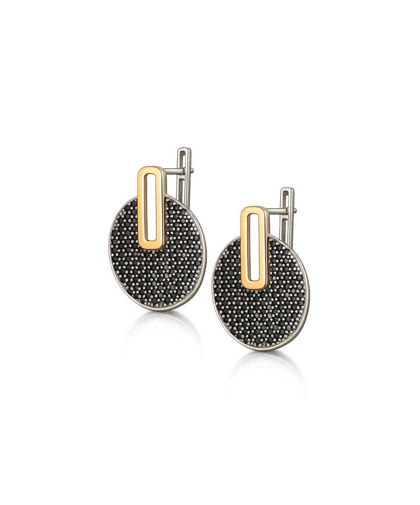 Hõbekõrvarõngad kullatud tsirkoonidega