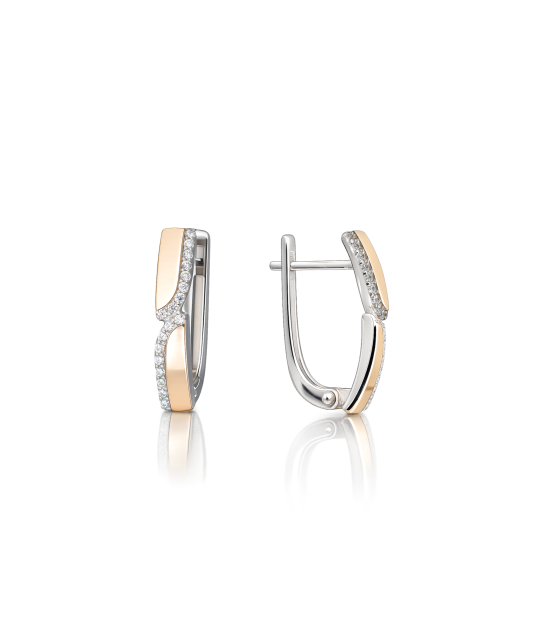 Hõbekõrvarõngad kullatud tsirkoonidega