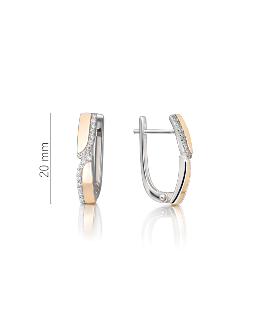 Hõbekõrvarõngad kullatud tsirkoonidega