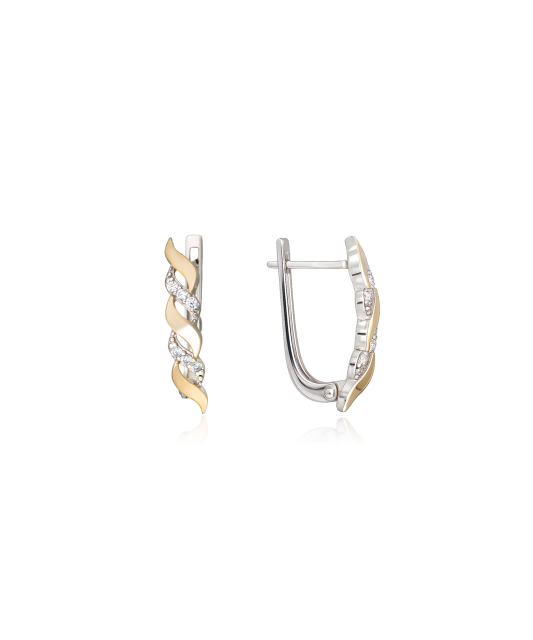 Hõbekõrvarõngad kullatud tsirkoonidega