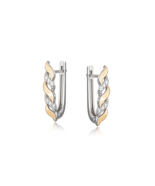 Серьги из позолоченного серебра с цирконами