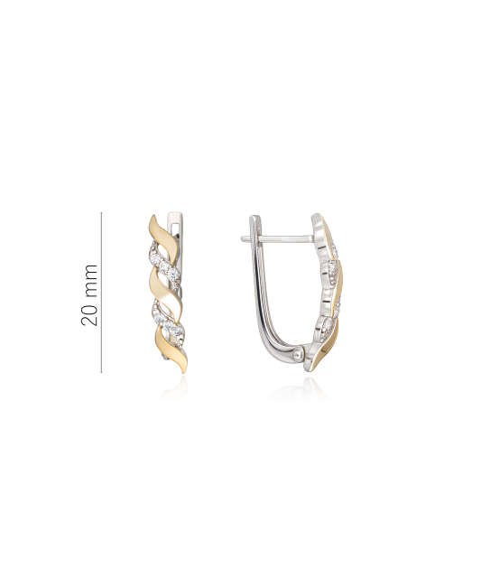 Hõbekõrvarõngad kullatud tsirkoonidega