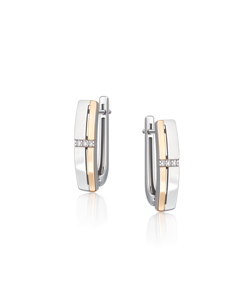 Hõbekõrvarõngad kullatud tsirkoonidega