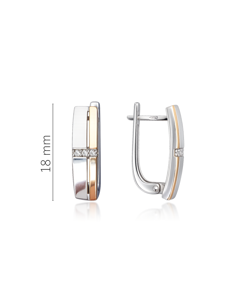 Hõbekõrvarõngad kullatud tsirkoonidega