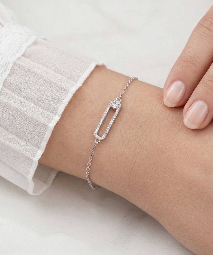 Серебряный браслет с цирконами