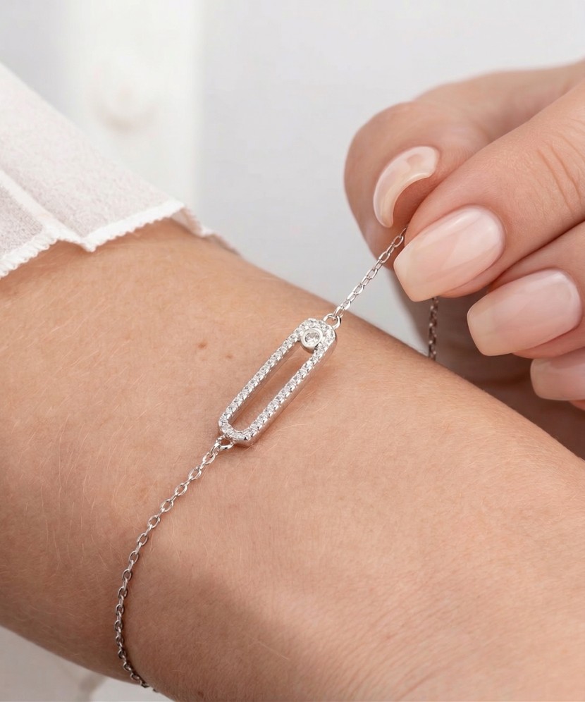 Серебряный браслет с цирконами