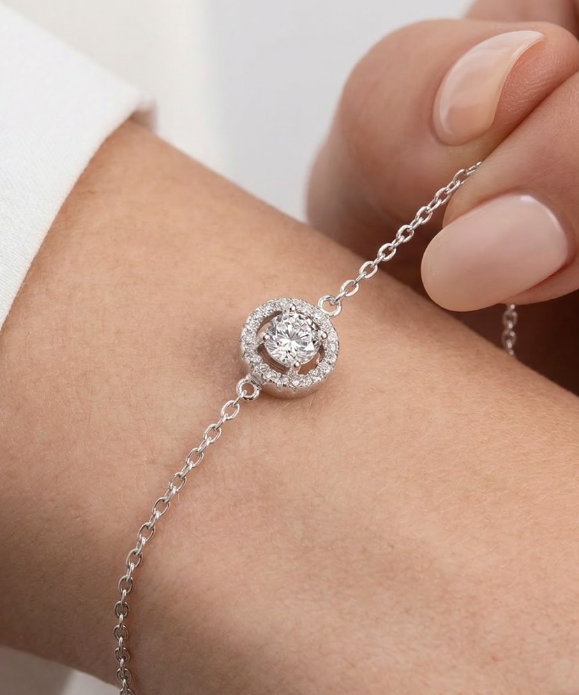 Серебряный браслет с цирконами