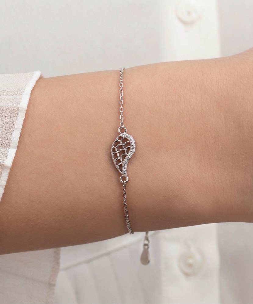 Серебряный браслет с цирконами "Крыло ангела"