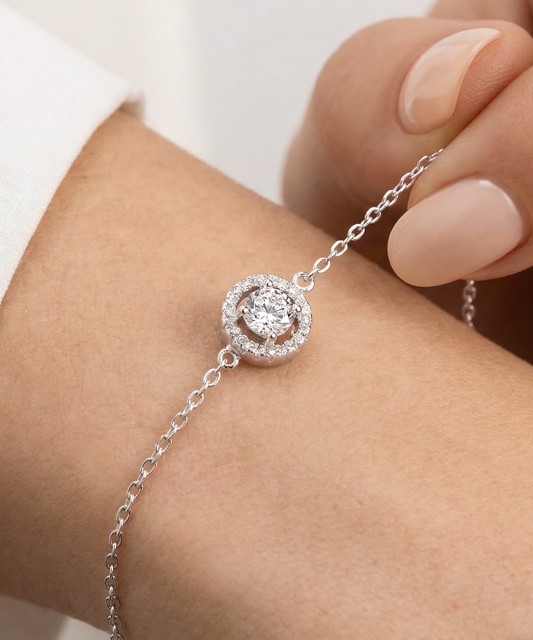 Серебряный браслет с цирконами