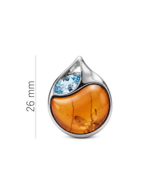 Серебряный кулон с янтарем и топазом