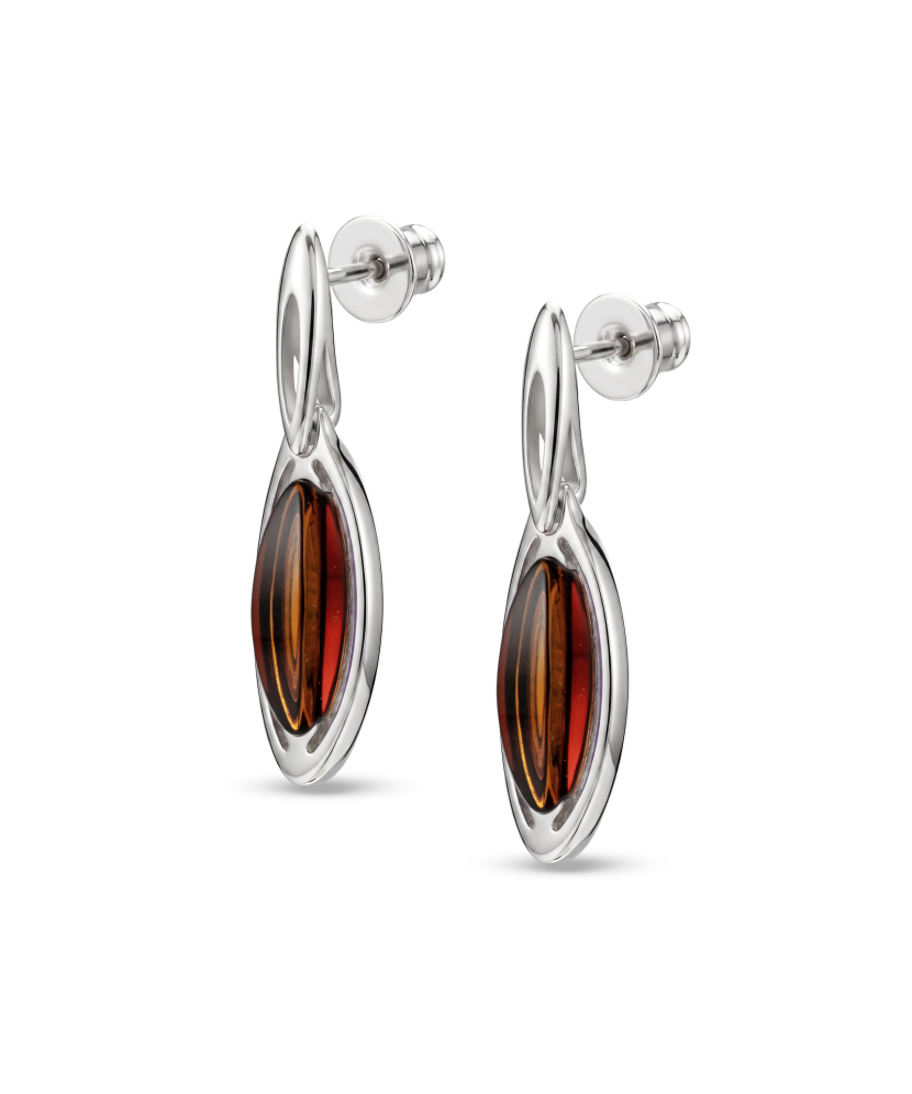 Hõbekõrvarõngad merevaiguga