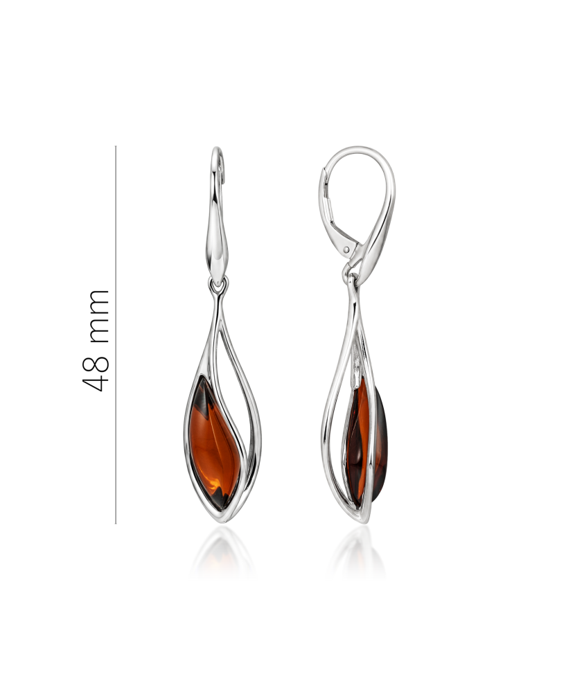 Серьги из серебра с янтарём