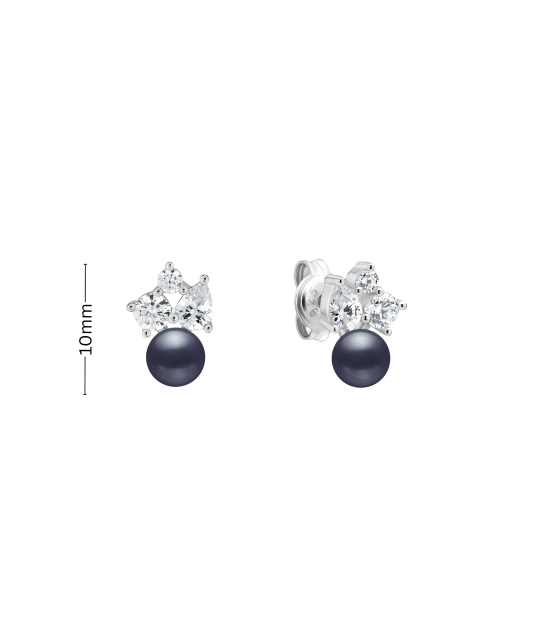 Серьги из серебра с жемчугом и цирконами
