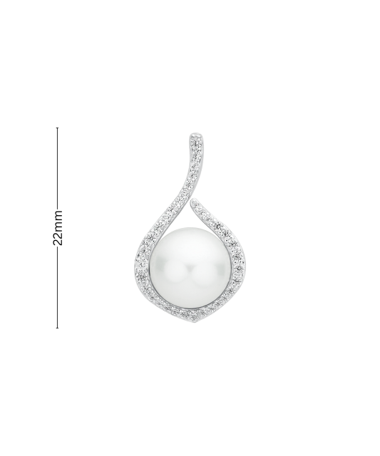 Серебряная подвеска с жемчугом и цирконами