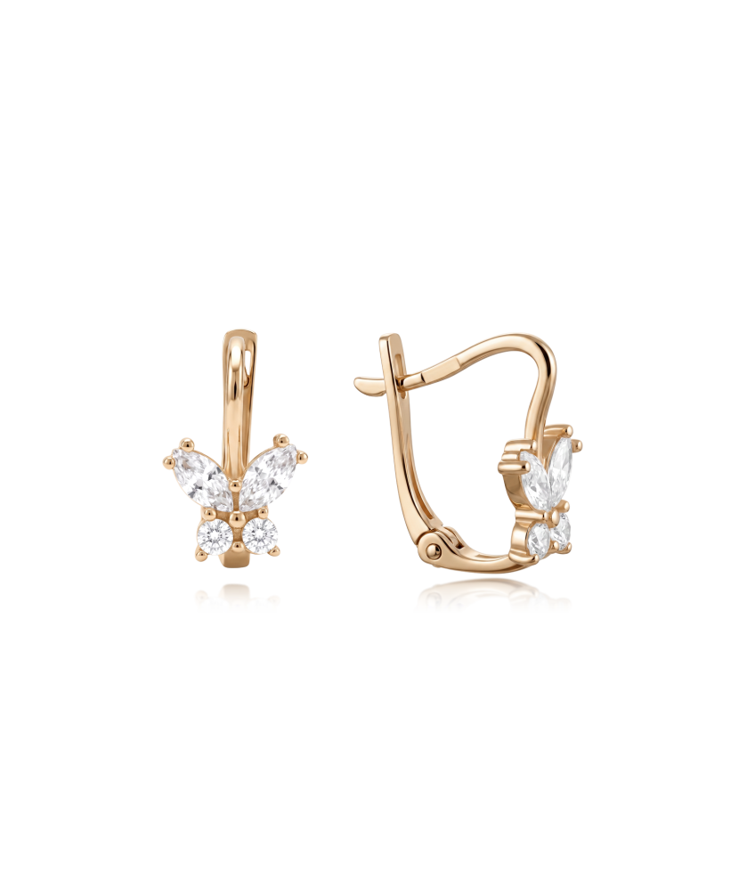 Kuldkõrvarõngad tsirkoonidega - 375 proov
