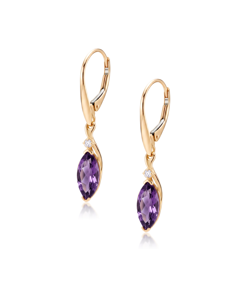 Серьги из золота с аметистами и бриллиантами