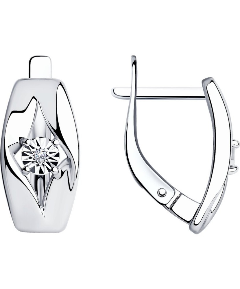 Sidabriniai auskarai su briliantais - Auskarai su brangakmeniais - Goldinga