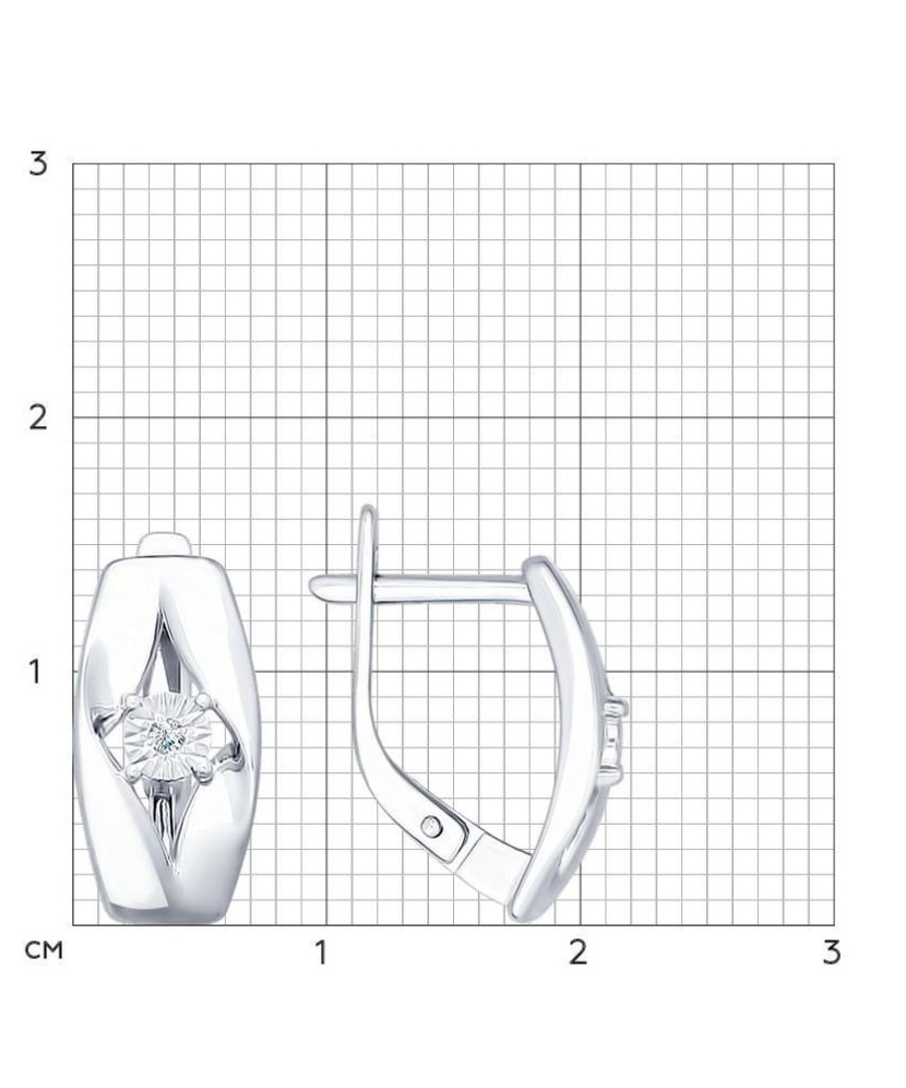 Sidabriniai auskarai su briliantais - Auskarai su brangakmeniais - Goldinga