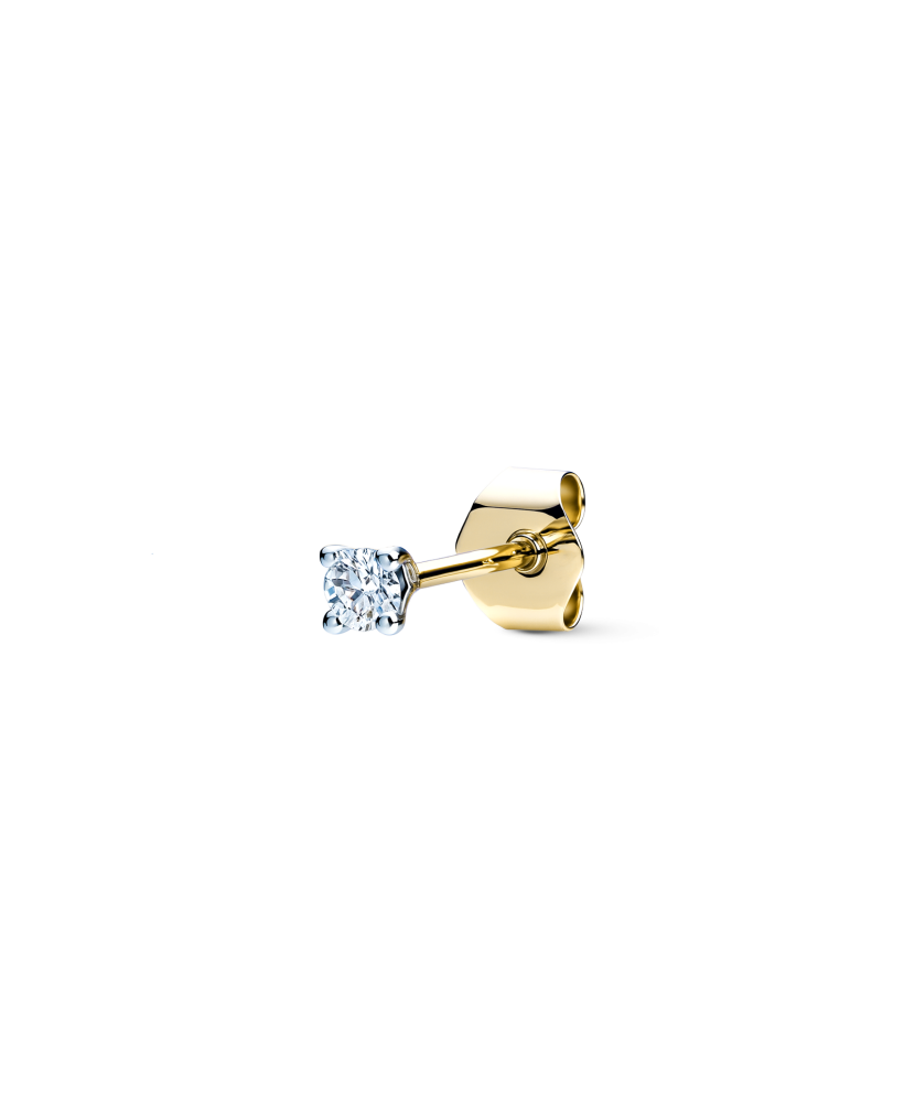 Kollasest kullast kõrvarõngas 0,045 ct teemandiga (1 tk.)