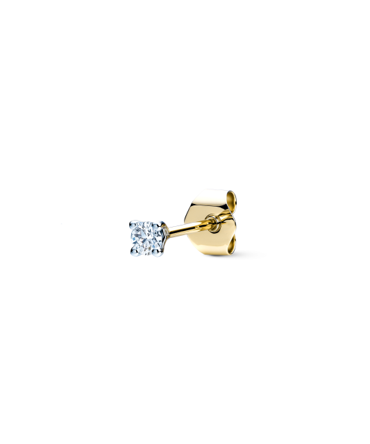 Kollasest kullast kõrvarõngas 0,045 ct teemandiga (1 tk.)