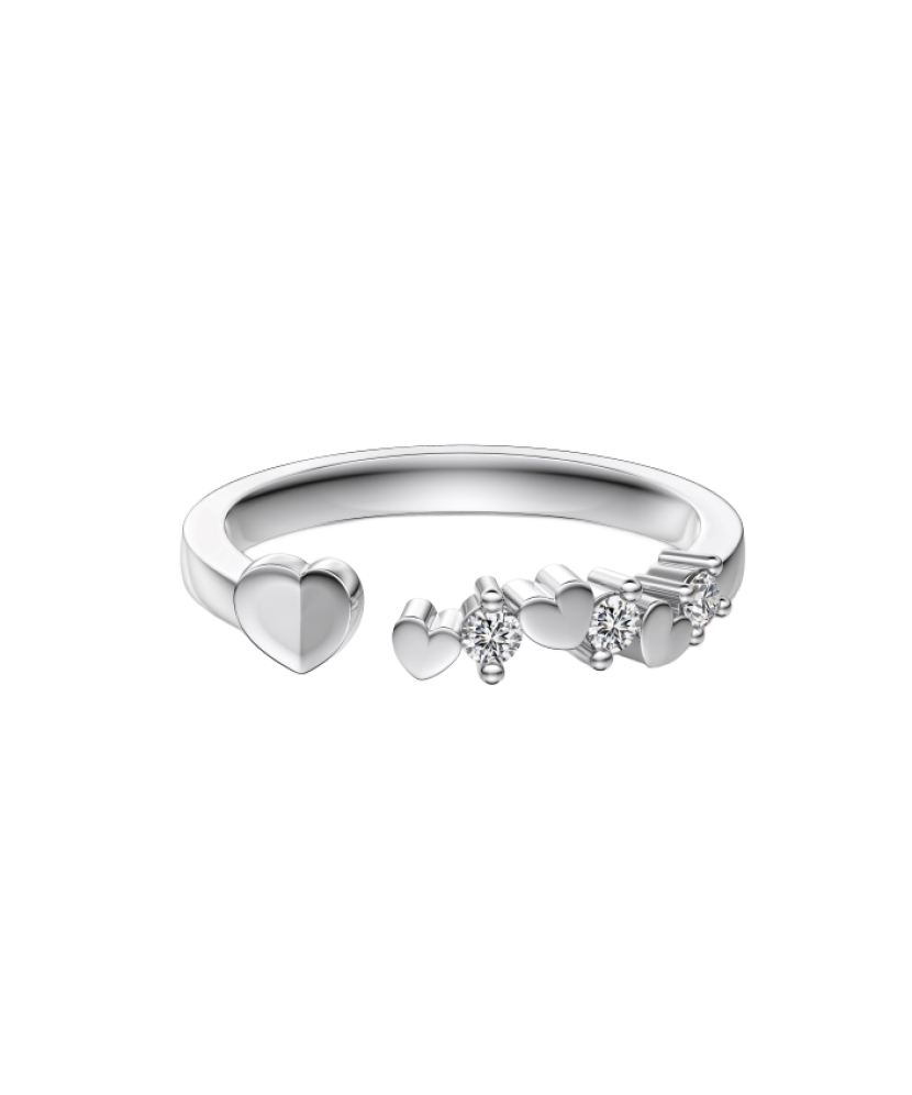 Серебряное кольцо с цирконами «Сердечко»
