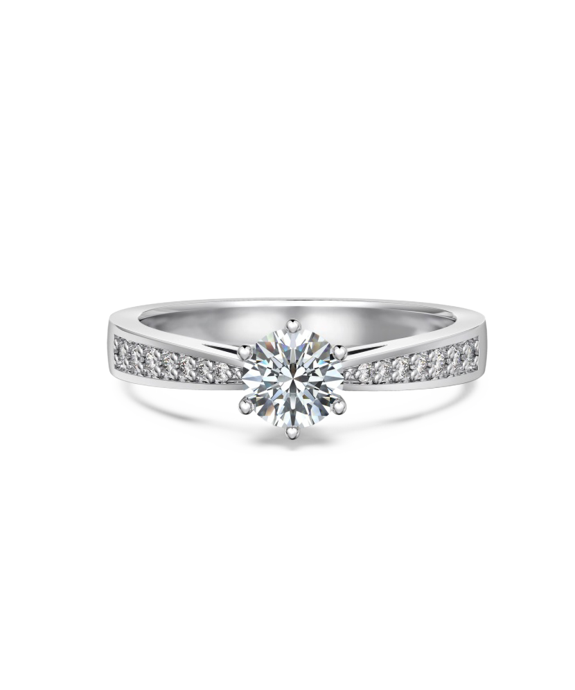 Hõbedast sõrmus moissaniitidega 0.5ct