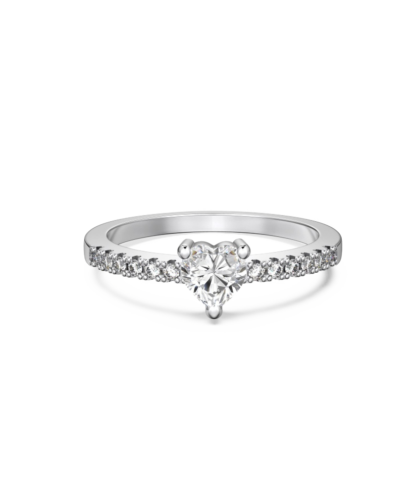 Hõbedast sõrmus moissaniitidega “Süda” 0.5ct