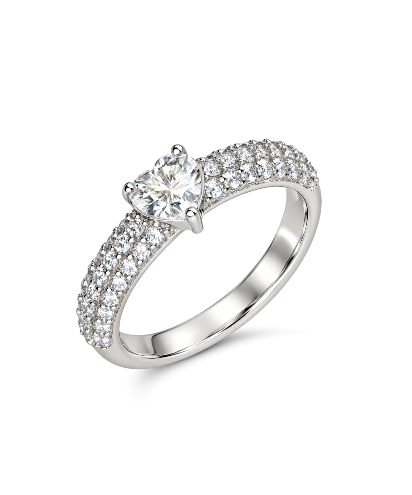 Hõbedast sõrmus moissaniitidega “Süda” 0.8ct