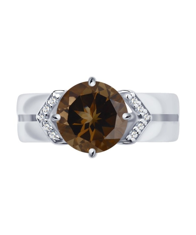 Sidabrinis žiedas su dūminiu topazu ir cirkoniais Goldinga S92011635